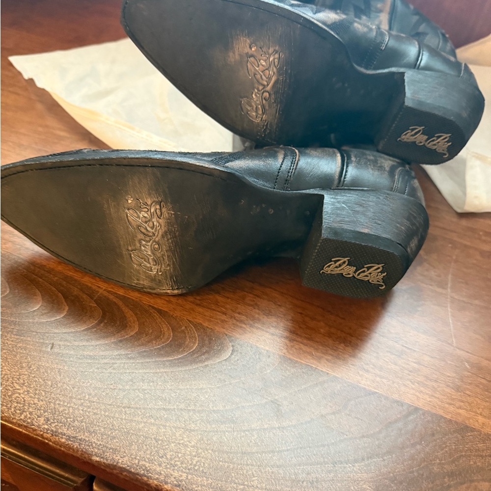 Dan Post Dark Leather Heeled Boots - Picture 2 of 8